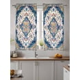 thumbnail image 2 of Navy Blue Yellow Curtains 45 Inch Length,Sheer Curtains for Bedroom Living Room Window Boho Southwestern Ethnic Mexican Flowers Rod Pocket Drapes Kitchen Curtains Small Half Window 52"x45" 2 Panels, 2 of 7