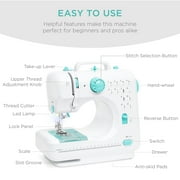 Best Choice Products 6V Portable Sewing Machine, 42-Piece Beginners Kit w/ 12 Stitch Patterns - Teal/White