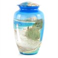thumbnail image 3 of 10" Large Metal Classic Cremation Beautiful Printed Urns | Cremation Ash Remains Storage Funerary Urns | Adult Human & Pet Loss Urns (Hawaiian Blue), 3 of 4