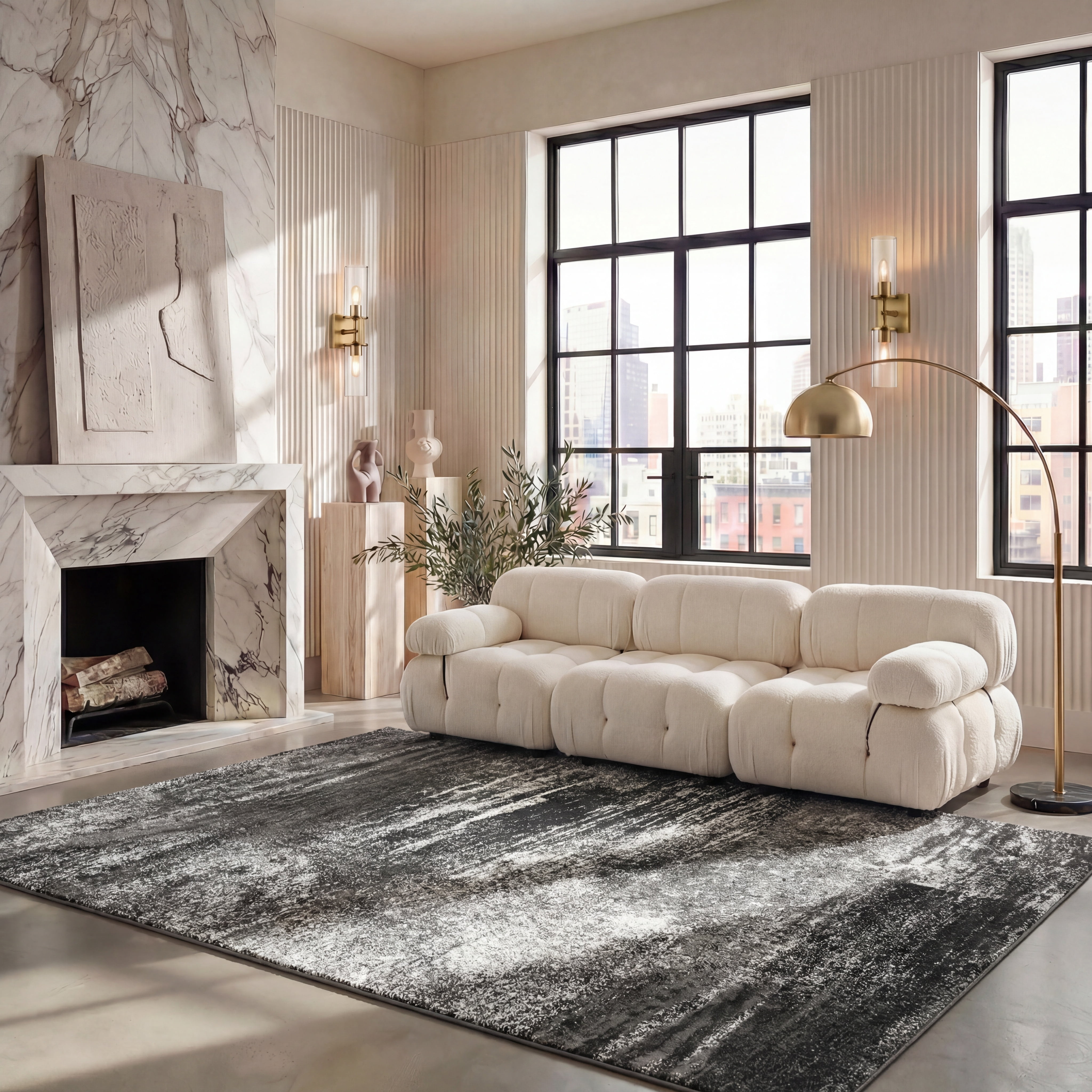 Safavieh Adirondack Rudyard Abstract Ombre Area Rug, Silver/Black, 12' x 12' Square