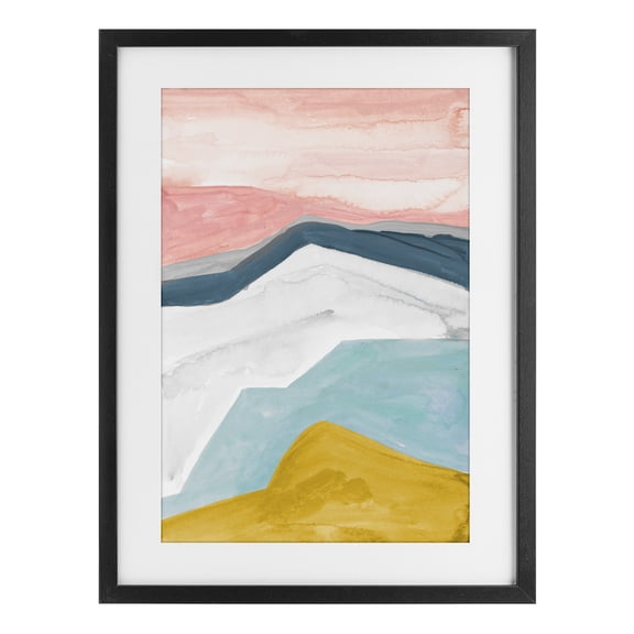 Stupell Industries Contemporary Pastel Geometric Mountains Black Framed Print Under Glass, 14 x 20, by B. Danelle