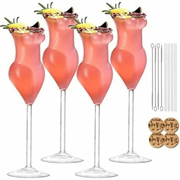 Wine Glasses Body Glasses Set of 4 Creative Cocktail Glass Beauty Lady 6 oz Whiskey Drinking Glasses Champagne Goblet for Lady's Night Party Home Bar$$Home Decor, Kitchen, & Other