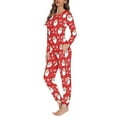 thumbnail image 3 of Renewold Santa HO HO HO PJs Mathching Set of 2,Holiday Family Sleepwear Sets Long Sleeves Nightwear Outfits Red Christmas Theme Lounge Nightgown for Women Size 2XL, 3 of 5