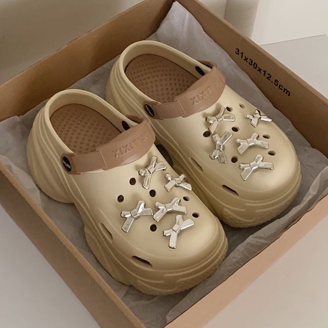 Sandalias de suela gruesa con agujeros para mujer, zapatos de playa de tendencia, de Eva, cómodos, de verano, de moda, suelas suaves, para exteriores, suela gruesa