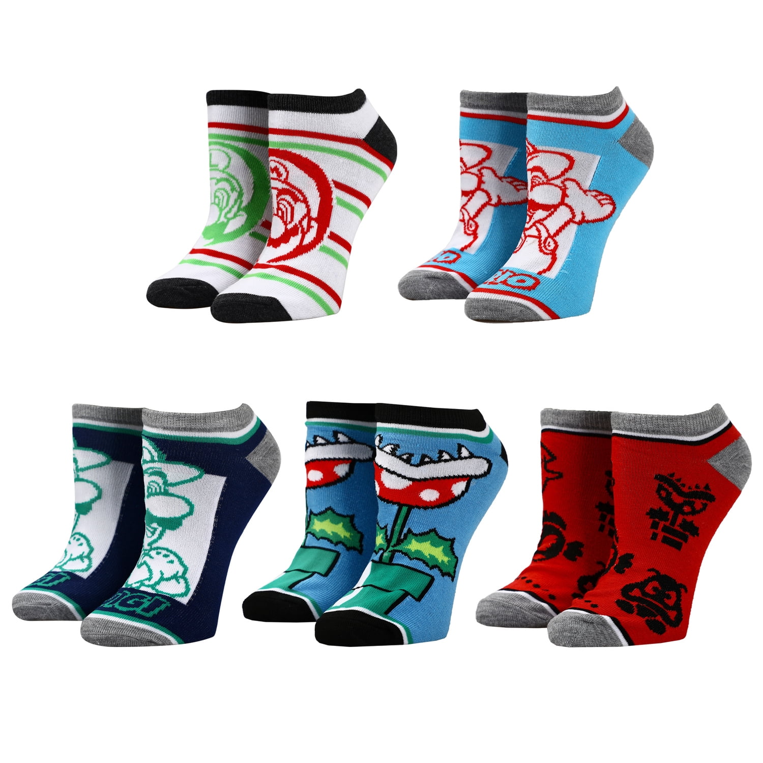 Super Mario Bros Mario Luigi Icons Lot de 5 Chaussettes pour Femme Walmart