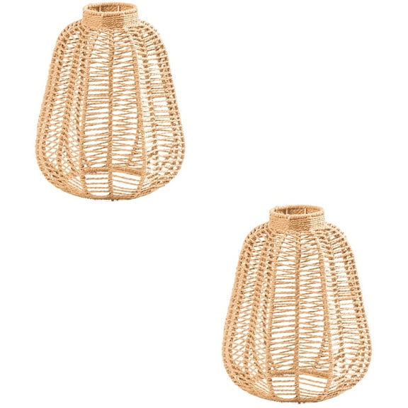 2 Count Pendant Rattan Chandelier Lampshade Light Fixture