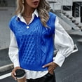thumbnail image 2 of Skpblutn Women'S Sweaters Winter Fall Casual Comfortable Tops Preppy Style Knitwear Tank V-Neck Vintage Vest V-Neck Sleeveless Knit Sweater Blue Xl, 2 of 6
