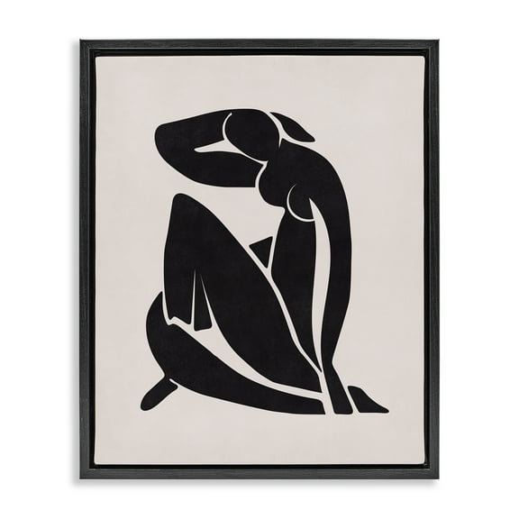 Stupell Industries Midcentury Boho Figure People Painting Black Floater Framed Canvas Art Print Wall Art, 17 x 21
