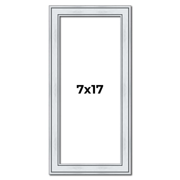 7x17 Frame Sterling Silver Solid Wood Picture Frame | 1.25 Inch Moulding Width | 0.75 Inch Interior