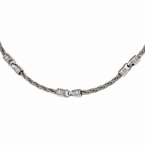 Edward Mirell Titanium Brushed Cable & Polished Link Necklace; 22.5 inch