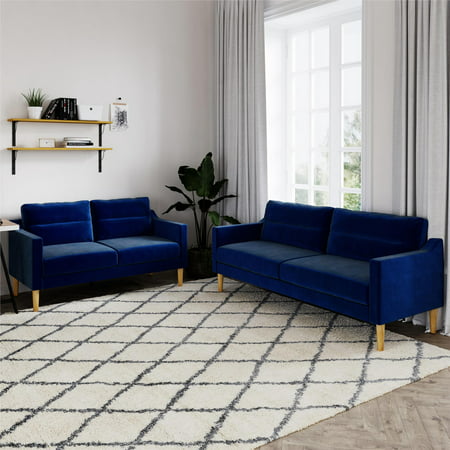Threshold Lyndhurst 3-Seater Sofa, Blue Velvet | Walmart Canada