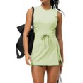 thumbnail image 3 of Womens Tennis Dress with Built in Shorts Workout Athletic Rompers Open Back Skort Dress Matcha Green S, 3 of 8