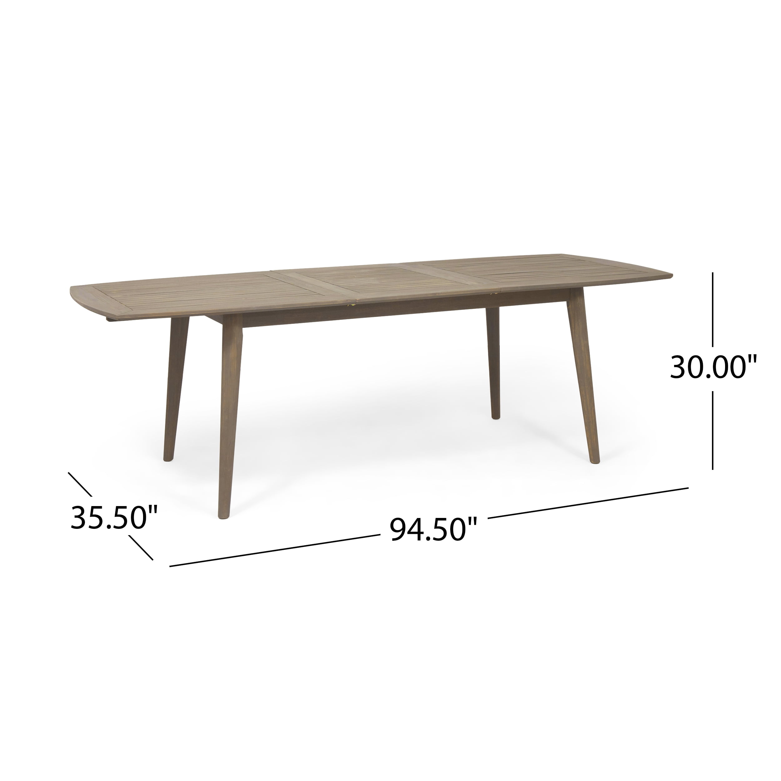 Outdoor Expandable Dining Table, Solid Acacia Wood Structure for Patio Garden, Gray