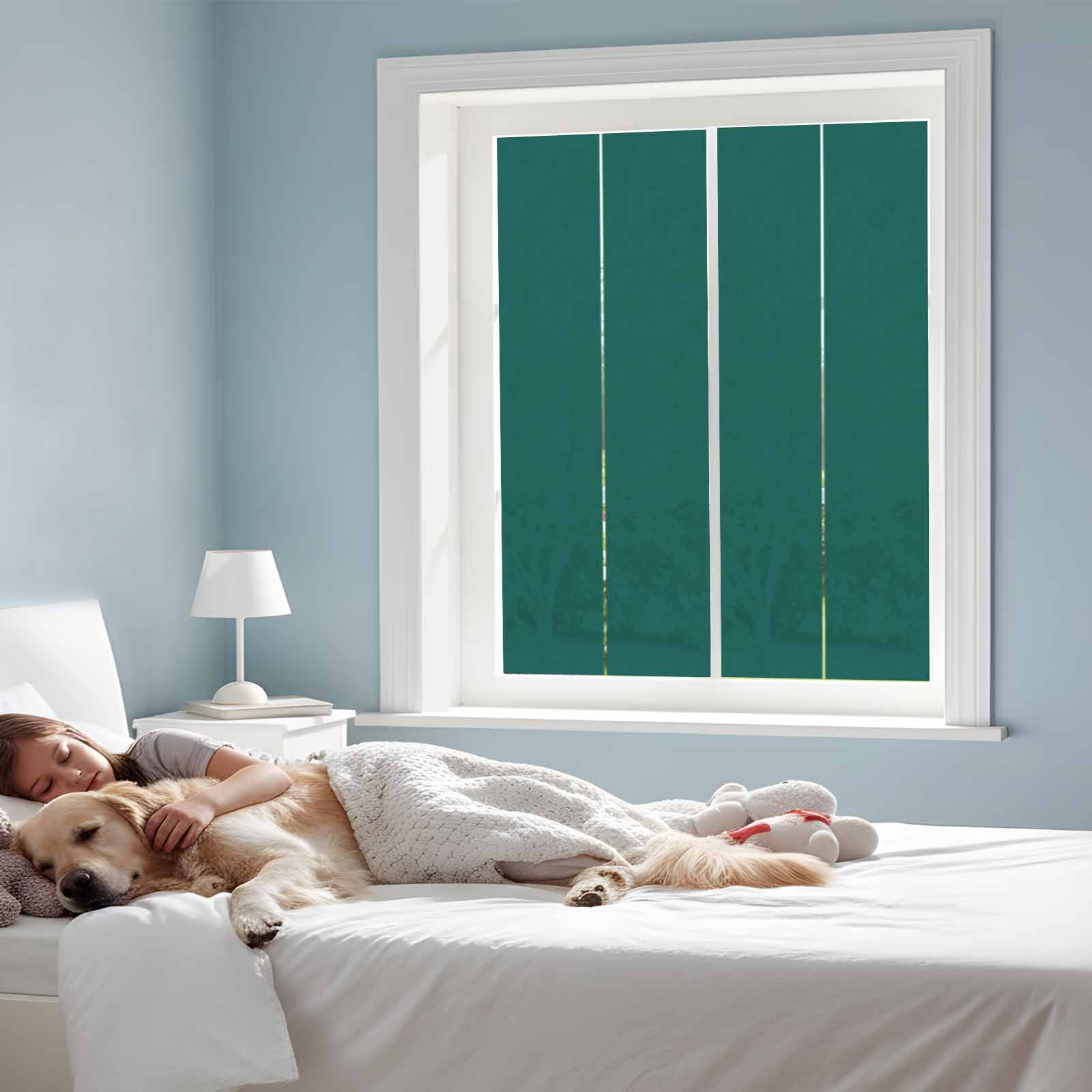 Static Cling Non Adhesive Window Film, Dark Green Window Privacy Film Frosted, Farmhouse Solid Green Color Modern Art Opaque Window Coverings for Small Windows, Home, 17.7 x 39.3 Inches