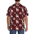 thumbnail image 3 of Honeii Plaid Reindeer Snowflakes for Men's Short-Sleeved Button-Up Collared Shirt Featuring A Pocket, Perfect for Beach Vacations, And Travel Adventures.-Small, 3 of 5