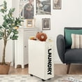 thumbnail image 4 of Gymax 21'' Slim Laundry Basket Hamper 10 Gallon Collapsible Waterproof Organizer Wheels Beige, 4 of 10