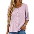 thumbnail image 6 of Holzkary 3/4 Sleeve Shirts for Women Soft Comfy Blouse Relaxed Fit Basic Tee Crew Neck Blouses Elbow Sleeve Going Out Tops Boho Shirts Retro Embroidered Boho Tops Summer Gauze Shirts Mexican Shirts, 6 of 7