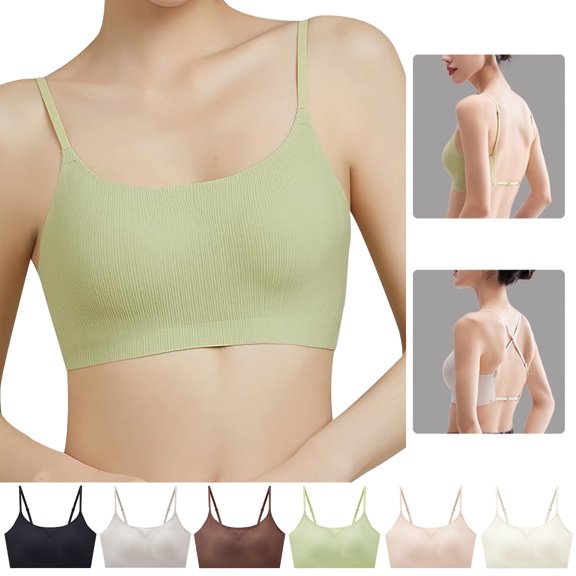 Jacenvly New Bralettes for Women Ladies Traceless Comfortable No Steel Ring Breathable Gathering U-Shaped Seamless Beauty Back Bra Underwear Soft Satiny Sports Bras for Women High Support