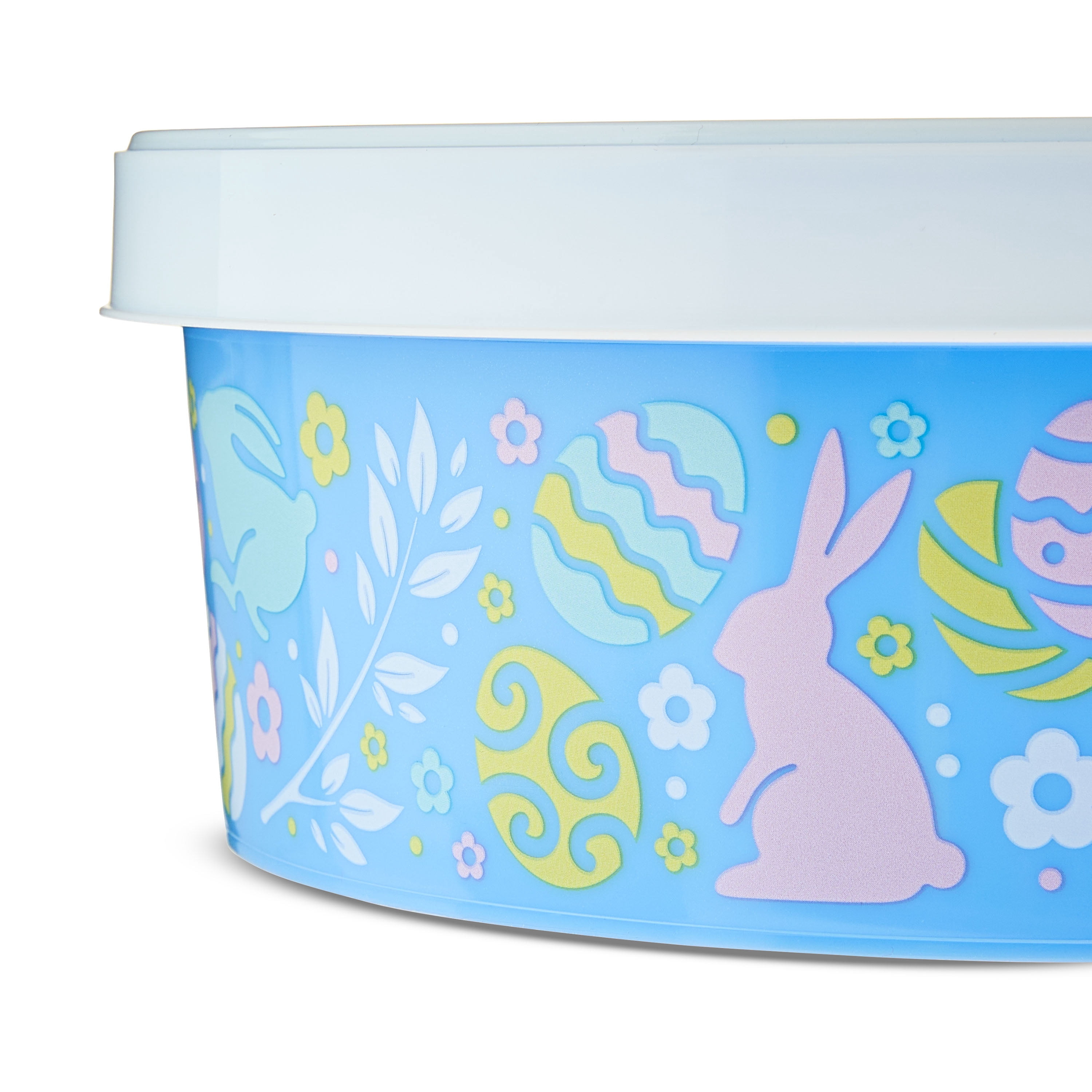 Way To Celebrate Easter Round Plastic Cookie Container, Bunnies and Eggs, Blue, 8 in