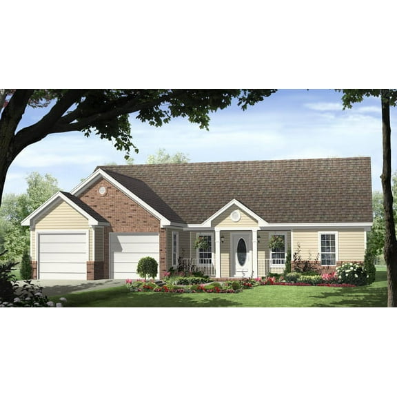 House Plan Gallery - HPG-1402 - 1,402 sq ft - 3 Bedroom - 2 Bath Small House Plans - Single Story Printed Blueprints - Simple to Build (5 Printed Sets)