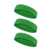 Couver Unisex Standard Fit Head Sweatbands 3 Pack, Solid Bright Green
