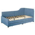 thumbnail image 6 of Twin Size L-Shaped Corduroy Daybed,Upholstered Bed Frame with  2 Storage Drawers,Blue, 6 of 9