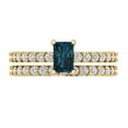 thumbnail image 2 of Clara Pucci 14K Yellow Gold Emerald Cut 0.5Ct Natural London Blue Topaz Engagement Ring + Matching Band - Luxury Box Included, 2 of 7