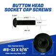 thumbnail image 2 of Fastenere Button Head Socket Cap Screws - 8-32 x 9/16" (50-Pcs) Alloy Steel, Fully Threaded, Fine Black Oxide Finish, Corrosion-Resistant, Machine Thread, Easy to Install w/ Allen Hex Drive, 2 of 7