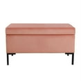 thumbnail image 5 of HomePop Medium Storage Bench with Metal Legs, 32"W x 16.5"D x 17.5"H, Blush Velvet, 5 of 12
