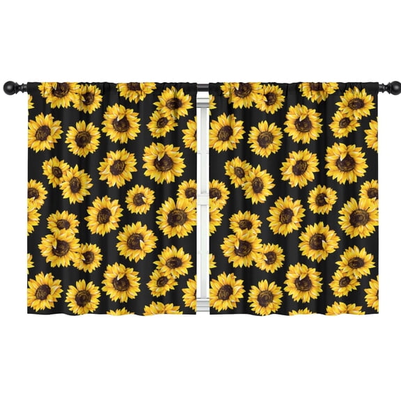 Blackout Kids Curtains,Black Sunflower Childrens Insulated Curtains Set Of 2,Bedroom Essentials,Toddler Room Decor 42x54in(106x137cm)