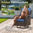 thumbnail image 4 of PARKWELL Patio Wicker Chairs Swivel Rocker Set of 2,Outdoor Rattan Swivel Glider Rocking Lounge Chairs for Patio Porch Pool,Brown/Navy, 4 of 10
