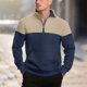 thumbnail image 3 of Ceisia Men's Regular-Fit Stand-Collar Half-Zip Color-Blocked Argyle-Textured Polyester Pullover Gift, 3 of 6
