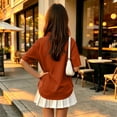 thumbnail image 4 of Girl's Short Sleeve Polo Shirt Button Soild Color School Uniform Shirt Ginger 140, 4 of 6