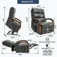 thumbnail image 2 of Newest Power Dark Grey Leatheraire Lift Recliner Chair Dual Motor Infinite Position Up to 350 LBS with Solid Wood Armrests, Heat Massage , Heavy Duty Motion Mechanism, 2 of 9