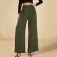 thumbnail image 2 of Xyxonk Wide Leg Dress Pants for Women Loose Fit High Waisted Work Dress Pants Business Office Long Straight Dress Pants Trousers with Pockets, Army Green L, 2 of 6