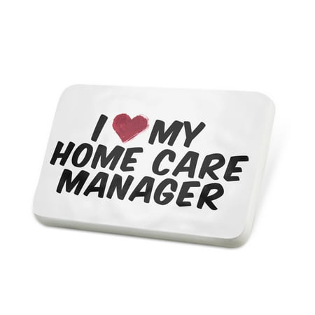 Porcelein Pin I heart love my Home Care Manager Lapel Badge – NEONBLOND