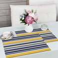 thumbnail image 3 of Placemats Set of 4, Yellow Blue Black Stripe Washable Table Mats for Dining Table, Abstract Geometric Wipeable Place Mats for Kitchen Indoor Outdoor, 3 of 8