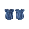 thumbnail image 2 of BemeyourBBs Newborn Baby Girls Summer Clothes Western Baby Girl Cowgirl Outfit Denim Romper Flying Short Sleeve Crew Neck Short Sleeve Bodysuit Jumpsuit, 2 of 9