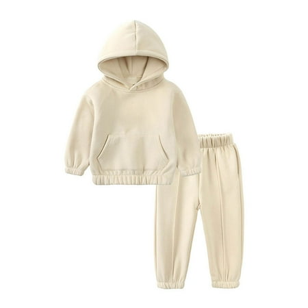 

TIREOW Casual Sets for Children s Kids Outfit Boys Girls Loose and Comfortable Outfits Soft Cotton Warm Autumn and Winter Long Sleeve Hooded Solid Color Sweatshirt