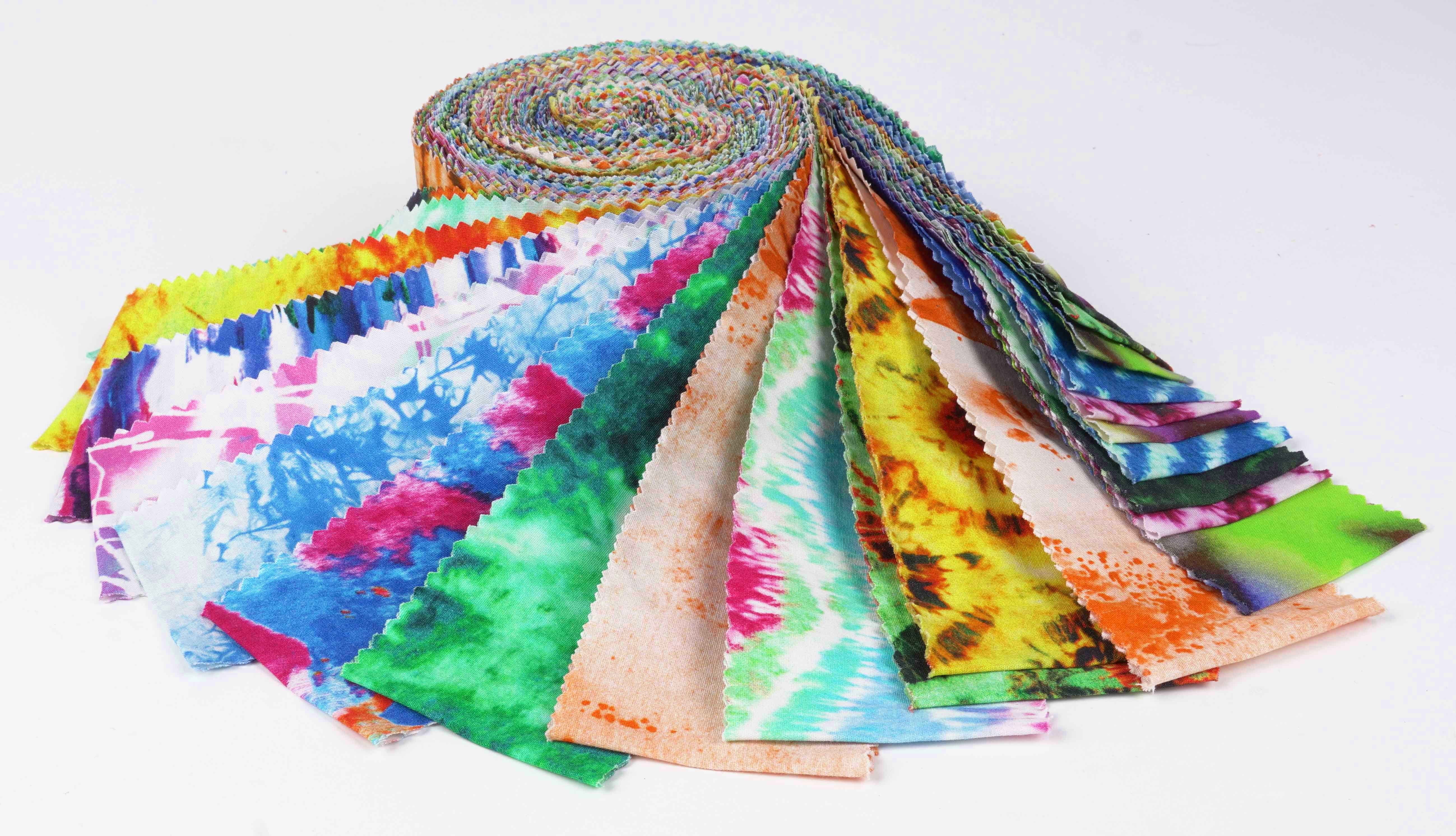 Soimoi 40Pcs Tie Dye Print Cotton Precut Fabrics For Quilting Craft Strips 2.5x42inches Jelly Roll - Multicolor
