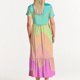 thumbnail image 4 of Puntoco Vestido Midi De Moda Para Mujer Vestido Con Cuello Redondo Y Manga Corta Con Dos Bolsillos En Capas Con Estampado De Colores Brillantes Color Xl,Regalos Para Mujer Joven, 4 of 6
