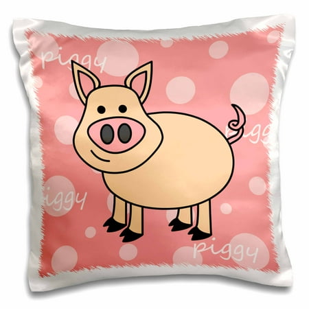 3d Rose 3drose Pink Piggy Design Happy Pig, Pillow Case, 16 By 16 - inch