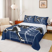 Homewish Football Print 4-Piece Full Size Sheets for Female Men Teens,Ball Game Bed Sheets,Sport Theme Lightweight Sheet Sets,Ultra Soft Home Decor