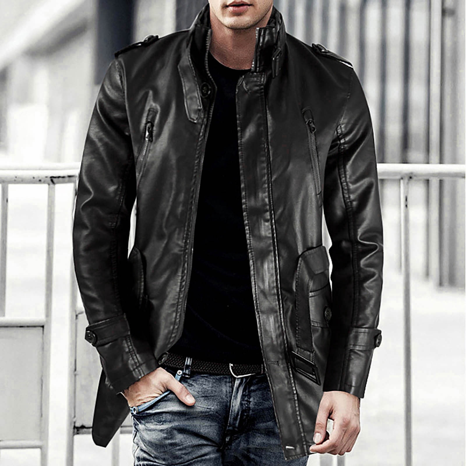 Men's Leather Jacket Fall Winter Thick Leather Lined Jackets