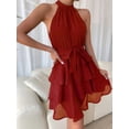 thumbnail image 4 of EASYBRAUS Women Halter Lace Tiered Summer Dress Sleeveless Elegant Party Dress, 4 of 6