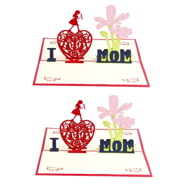 BRIGHTFUFU 2pcs Tarjetas del día de la madre 3D Tarjetas de felicitación 3D Tarjetas de bendición creativa Regalo de cumpleaños