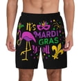 thumbnail image 2 of Picia Mardi Gras with Flamingo pattern Mens Swim Trunks with Compression Liner Stretch Beach Shorts Quick Dry with Zipper Pockets No-Chafing Board Shorts-X-Large, 2 of 9