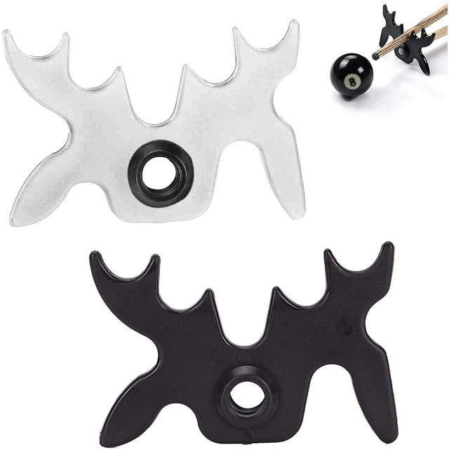 Cabezal de puente para taco de billar, accesorios de billar portátiles con 9 posiciones de golpe, cabezal de puente deslizante de plástico para palo de billar (blanco y negro) 2 piezas ER