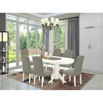 East West Furniture Dining Room Set Linen White, VAEN7-LWH-06