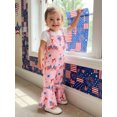 thumbnail image 5 of BemeyourBBs Toddler Baby Girls 4th of July Outfit Patriot Independent Day Clothes Flag Plaid Print Romper Overalls Bell Bottoms Casual Summer Sleeveless Jumpsuit Fourth of July Outfit, 5 of 9